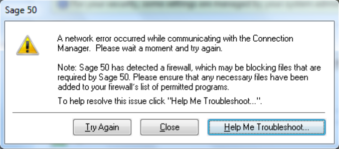 Network Error Sage 50