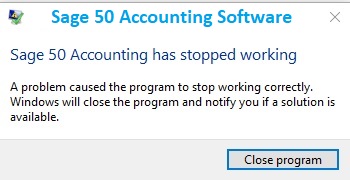 Sage 50 Stopped Working