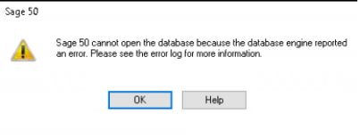 sage 50 cannot open database