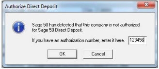 sage 50 authorize direct deposit