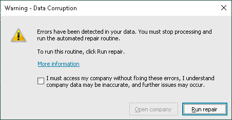 warning sage data corruption