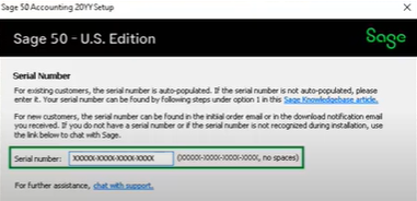 sage 50 enter serial number