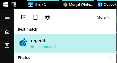 run regedit