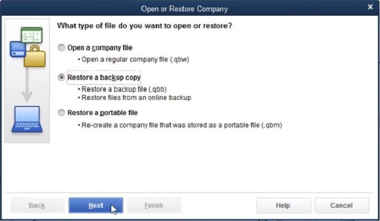 QuickBooks Restore backup