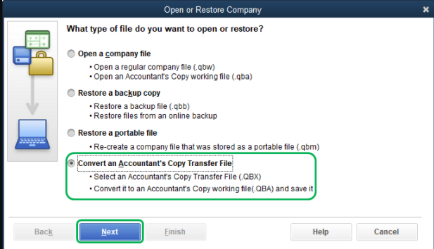 create an accountants copy transfer file