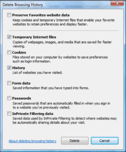Clear the Cache Data of Internet Explorer