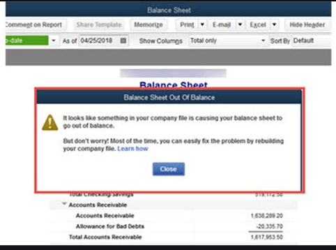 QuickBooks Balance Sheet Out of Balance