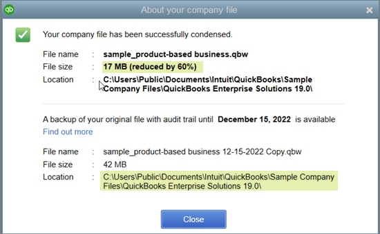 QuickBooks Condense Repair Tool