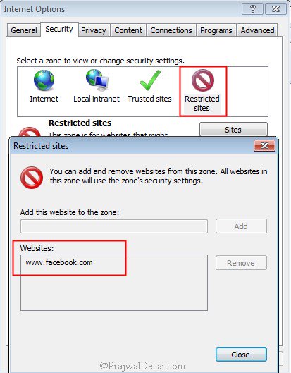 Restricted Websites in QuickBooks