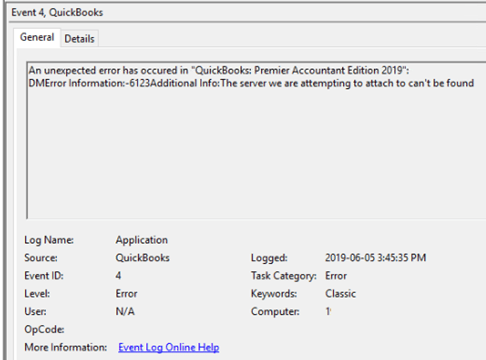QuickBooks Event ID 4 Error