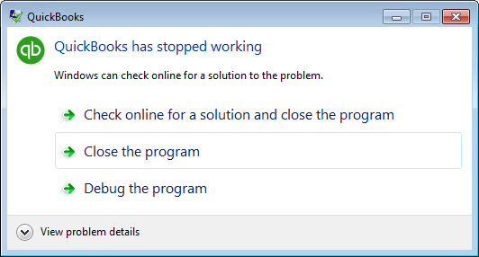 QuickBooks has stopped working error1