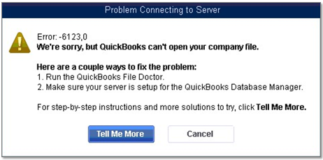 QuickBooks Error 6123, 0 can't open company file