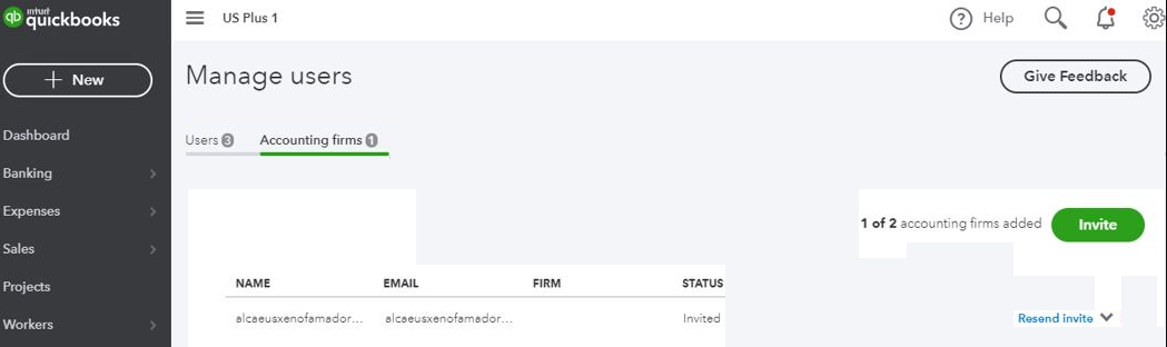 Invite an Accountant to the QuickBooks Online
