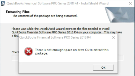 qb not enough space on drive