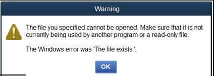 file you specified cannot be opened