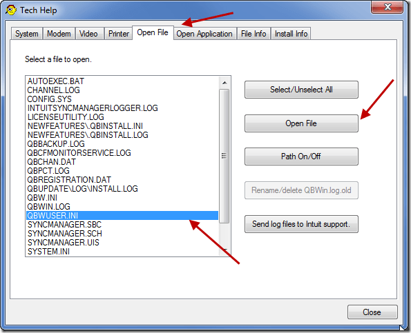 Rename the INI file in QuickBooks