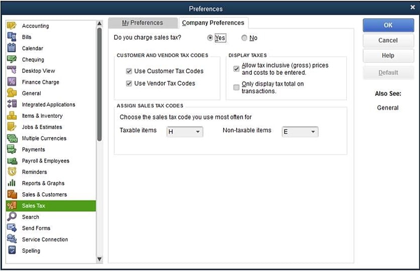 Set up Sales tax Preferences