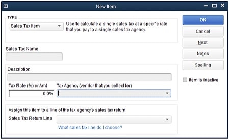 Set up Sales Tax item or Group