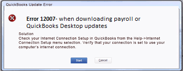 quickbooks error code 12007