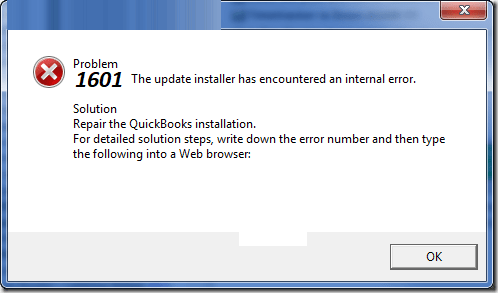 quickbooks error code 1601