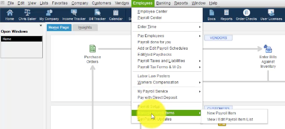 setup payroll item