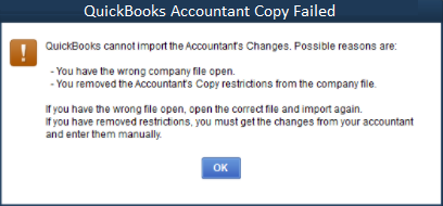 QuickBooks Accountant Copy Failed