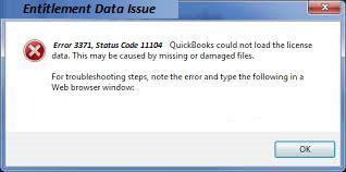 QuickBooks error 3371 status code 11104