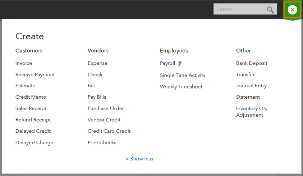 QuickBooks Online Create Icon