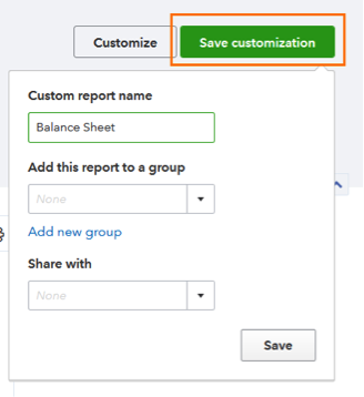 QuickBooks Online Save Customization