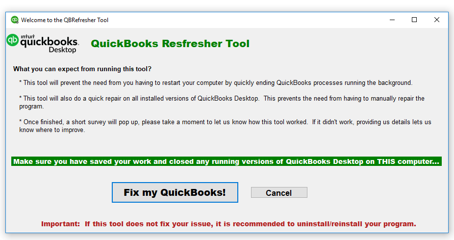 QuickBooks Refresher Tool