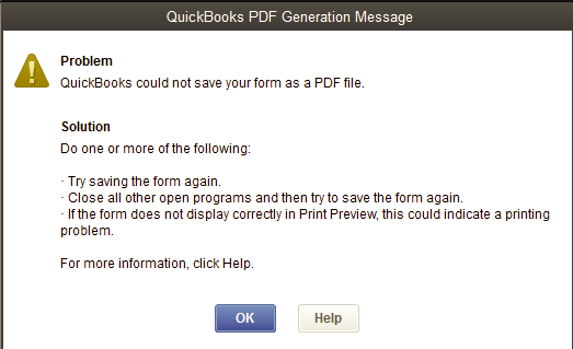 QuickBooks Could Not Create the Necessary PDF Files