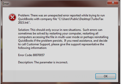 parameter is incorrect