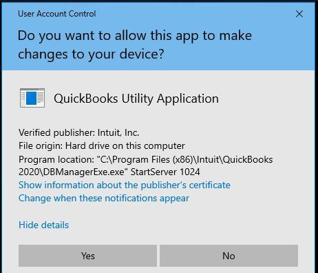 QuickBooks Utility Application Issue