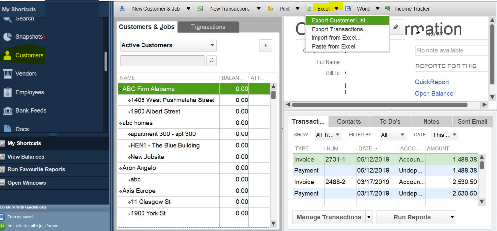 Export Customer List from QuickBooks to