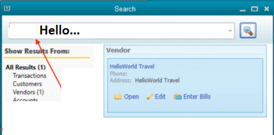 quickbooks search not working