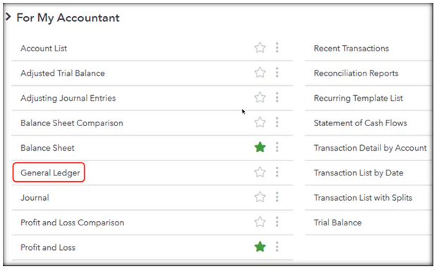 general ledger report