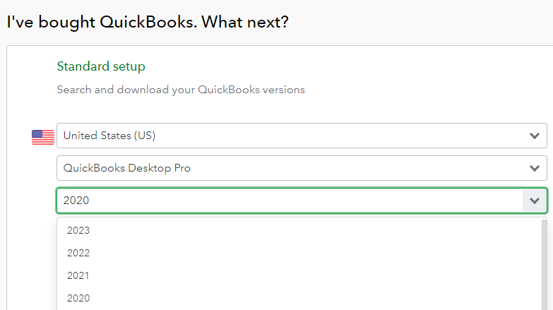 search quickbooks version