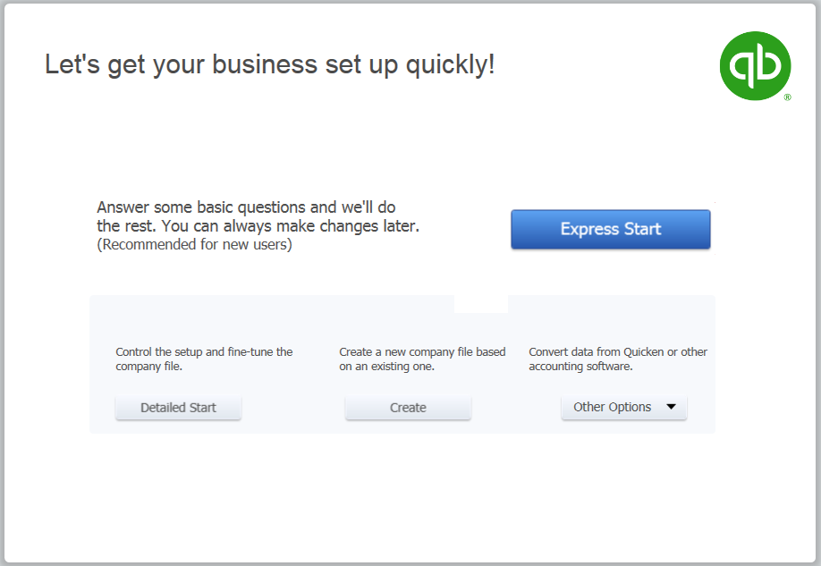 create company file express start quickbooks desktop