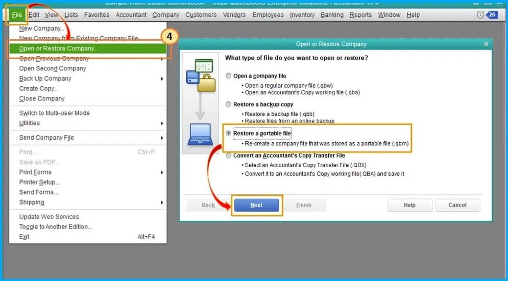 Restore a Portable File