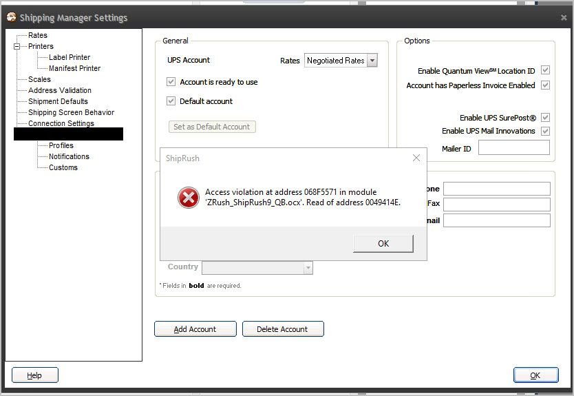 QuickBooks Point of Sale Access Violation Error