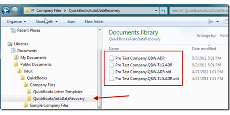 quickbooks auto data recovery folder